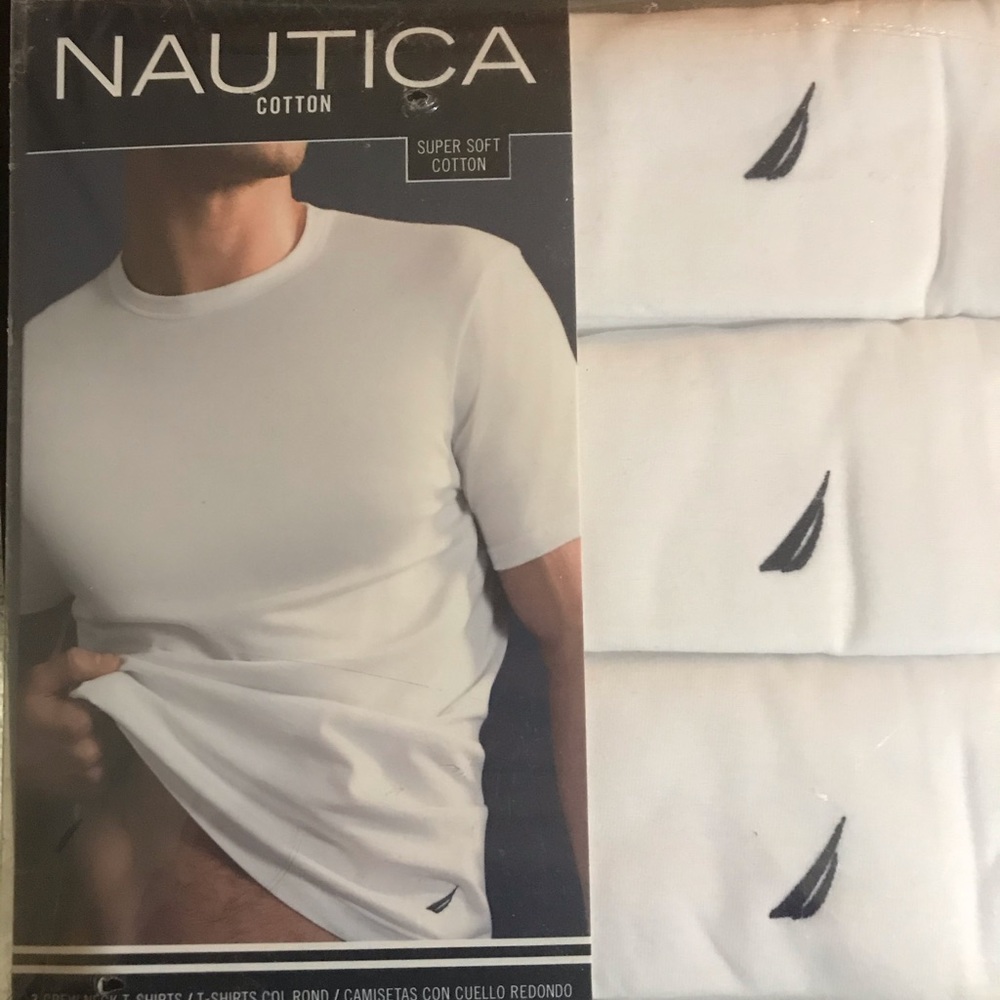 Nautica- White Cotton T-Shirts. Size Medium 👻
